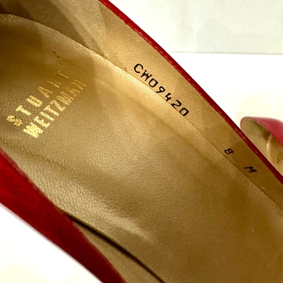 EUC Stuart Weitzman Max Red Quasar Patent Leather Peep Toe Heels - Picture 9 of 9